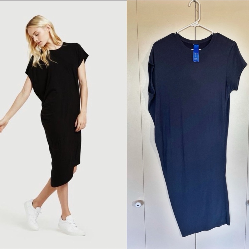 Kit and Ace Soft Brushed Wave Dress in Navy